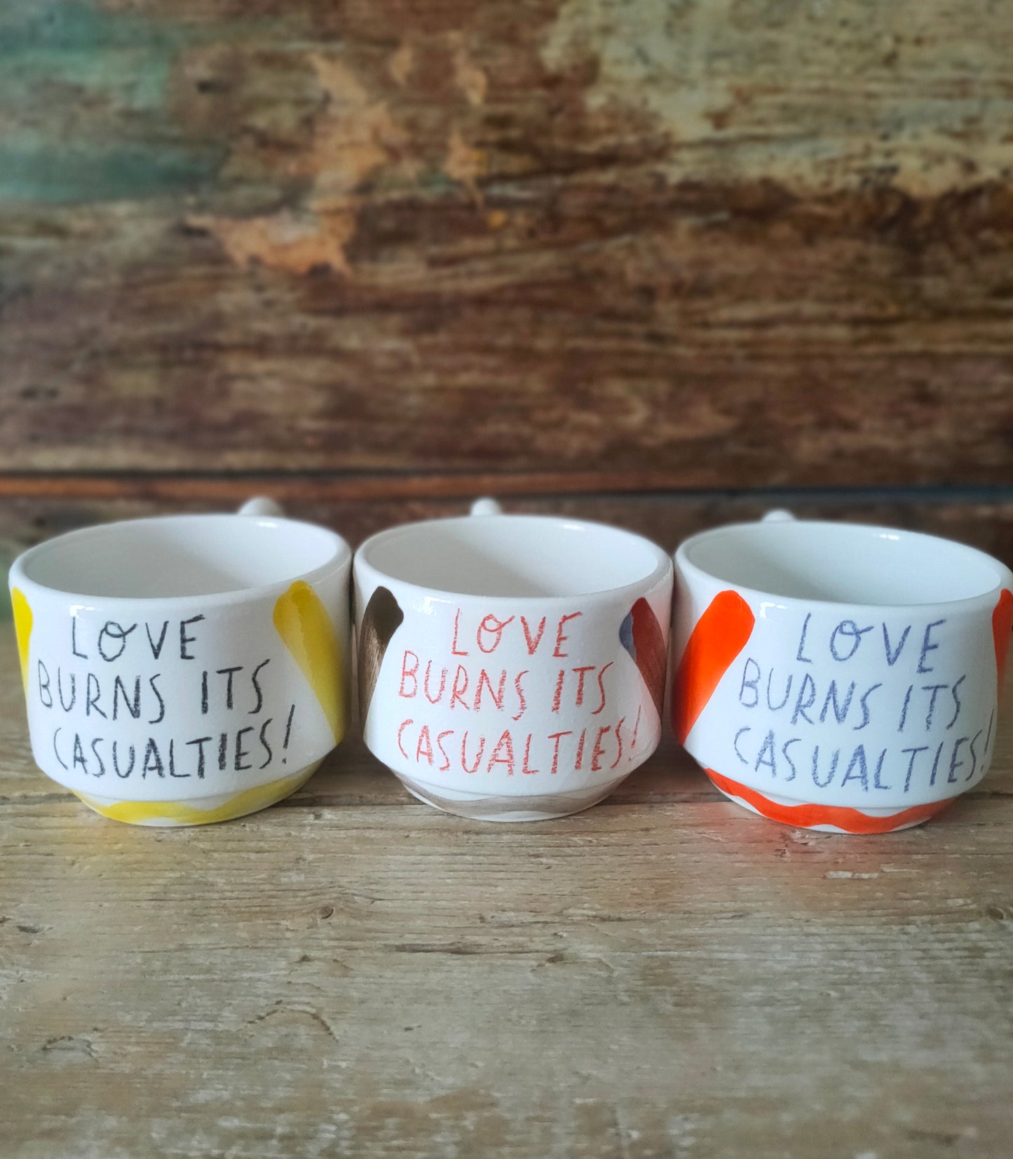 Tazza Cappuccio "Love Burns" Marrone e Rosa