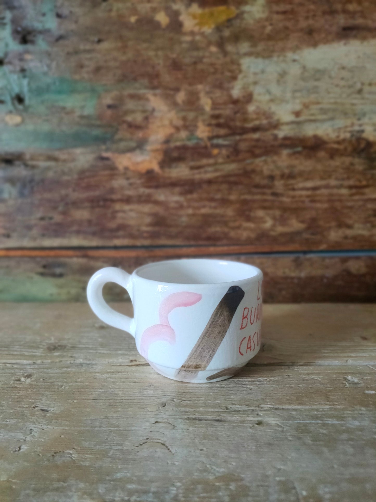 Tazza Cappuccio "Love Burns" Marrone e Rosa