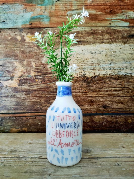 Bottiglietta in Ceramica Dipinta a Mano "Tutto l'Universo" BLU