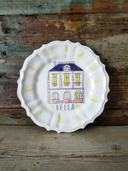 Piatto Vintage in Ceramica Dipinta a Mano "Casa Bella"