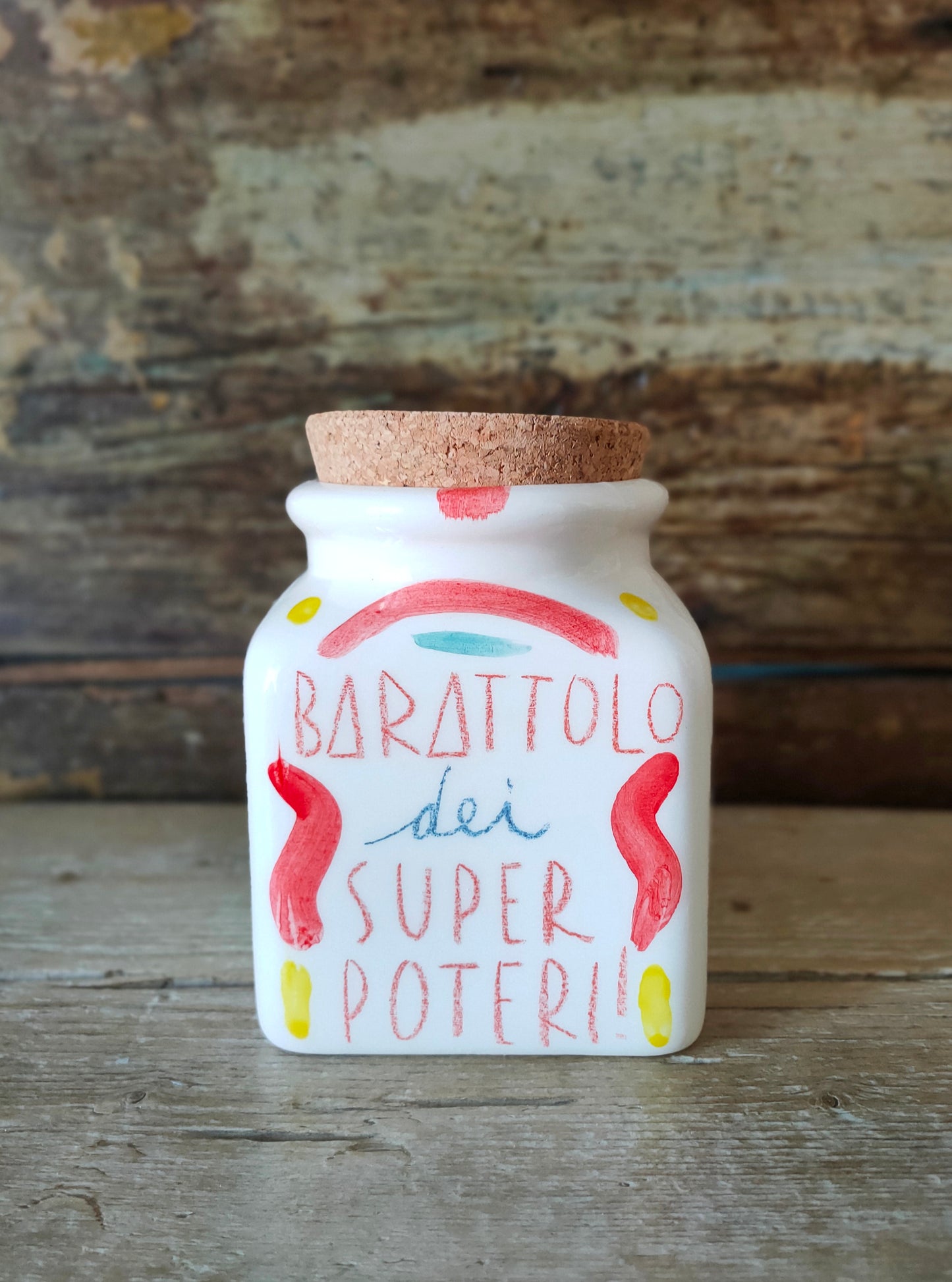 Barattolo dei Superpoteri, in Ceramica Dipinta a Mano.